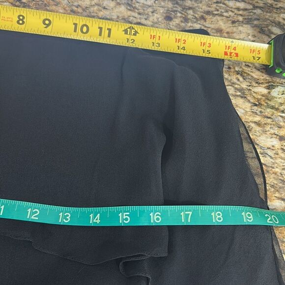 Teri Jon Silk Black Chic Layered Ruffle Side Zip Maxi Skirt Size 10 - Picture 7 of 8